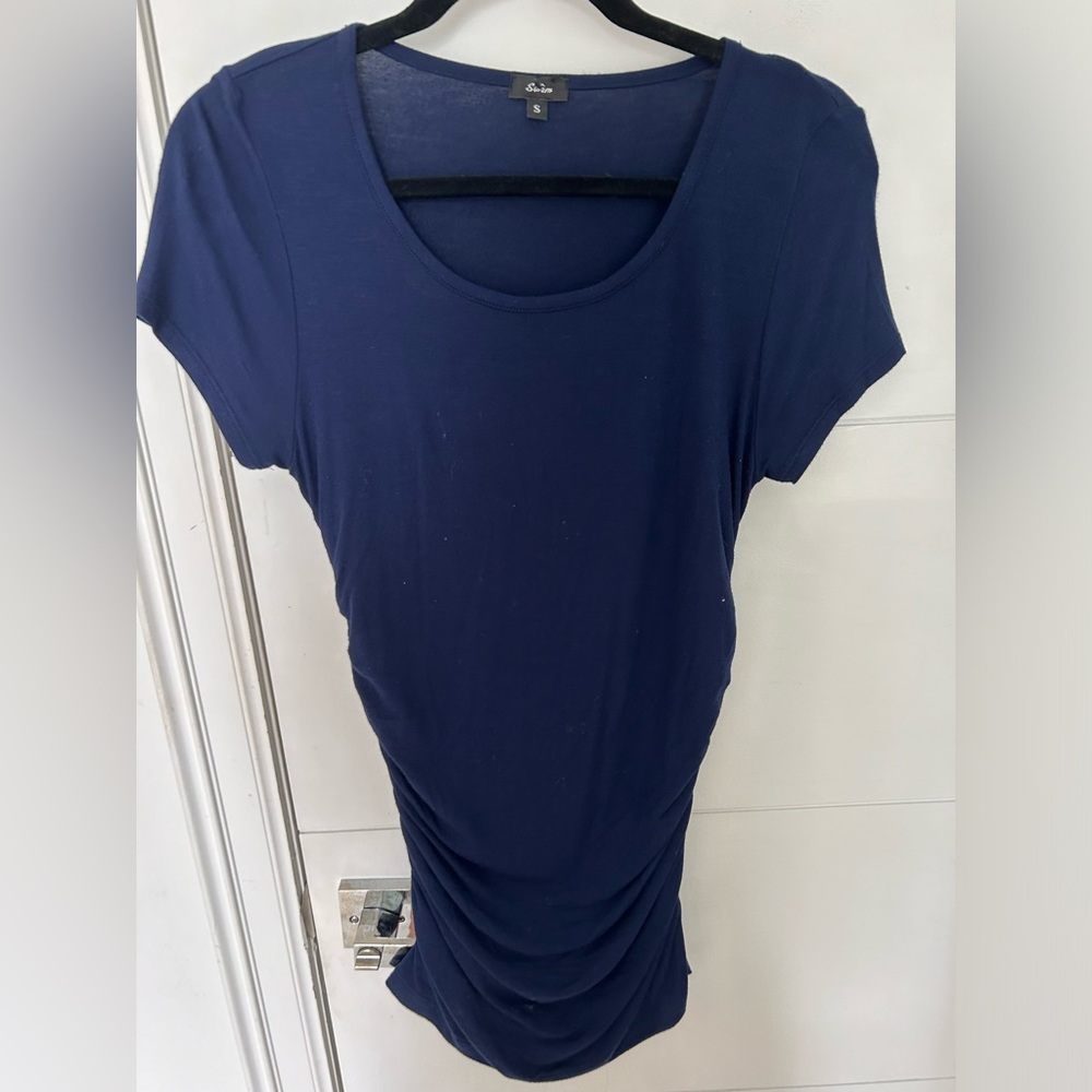 Storm Clothing Brand Ruched Side Blue Tshirt Dress
